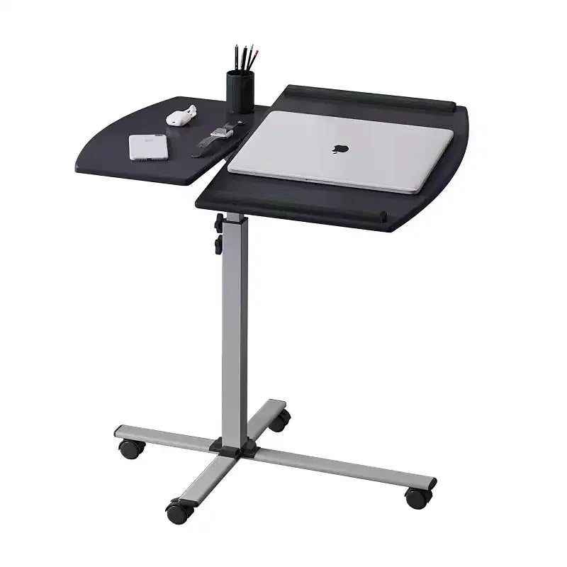 Chariot mobile pour ordinateur portable en acier graphite noir – Station de travail réglable et roulante avec roues verrouillables