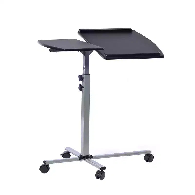 Chariot mobile pour ordinateur portable en acier graphite noir – Station de travail réglable et roulante avec roues verrouillables
