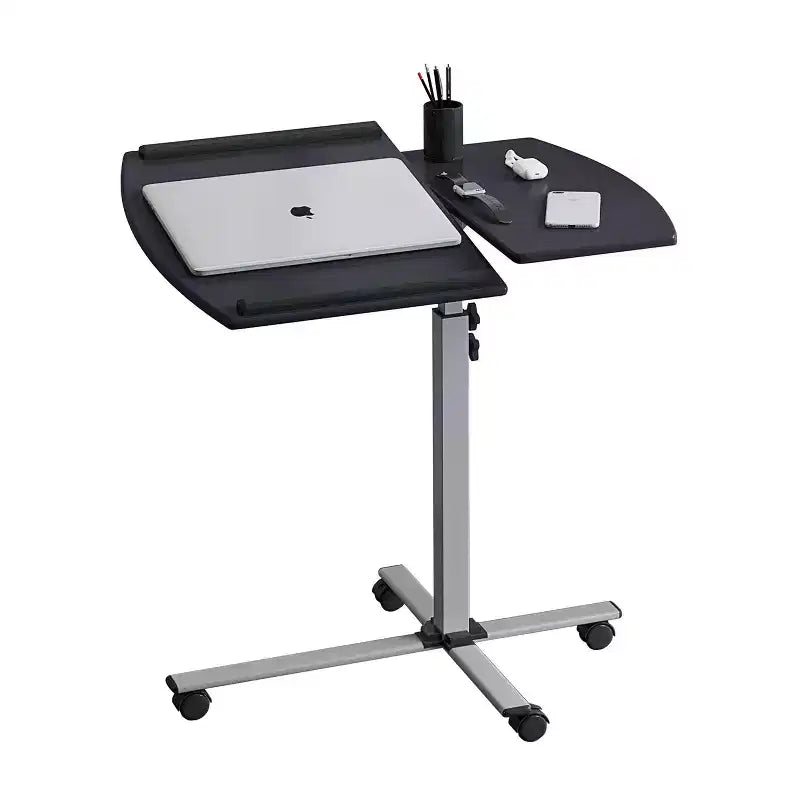 Chariot mobile pour ordinateur portable en acier graphite noir – Station de travail réglable et roulante avec roues verrouillables