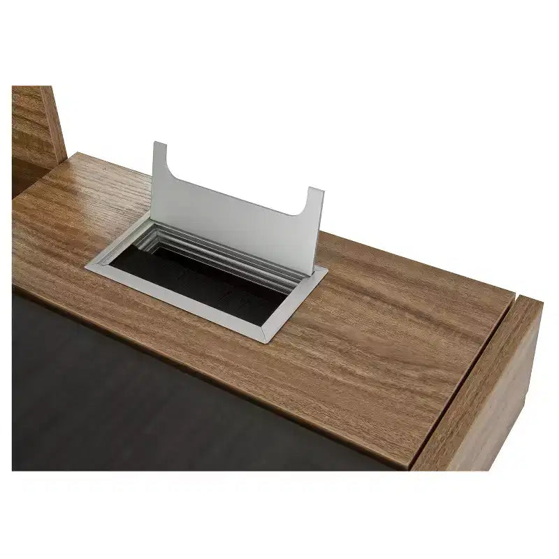 Bureau informatique compact avec rangements multiples Noyer, Mobilier de bureau moderne avec gestion des câbles