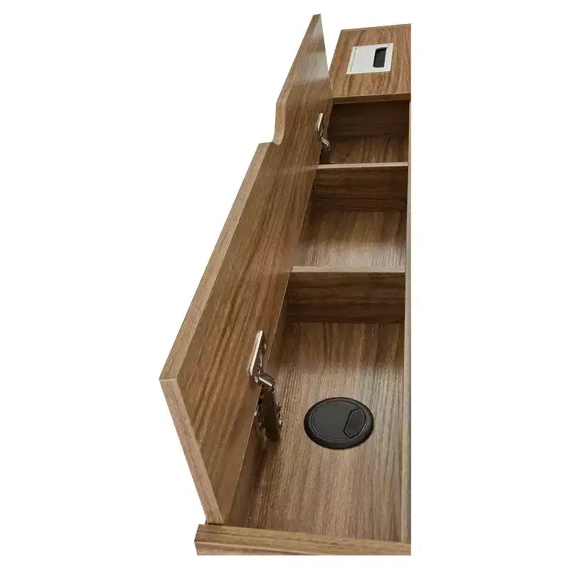 Bureau informatique compact avec rangements multiples Noyer, Mobilier de bureau moderne avec gestion des câbles