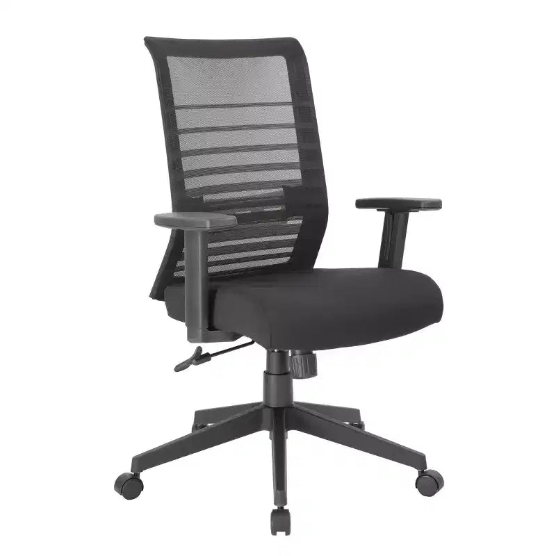 Linear Mesh Task Chair Black - Boss Office Products: Synchro-Tilt, Adjustable Arms, 275lbs Capacity