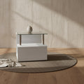 24" Nevaeh High Gloss Finish Accent Table Clear Glass/White - Acme Furniture