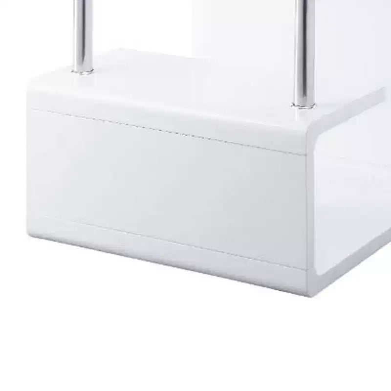 Table d'appoint 24" avec dessus en verre transparent et fini lustré blanc