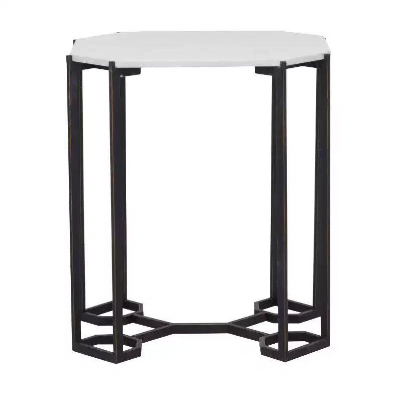 Contemporary Metal and Marble Geometric Accent Table White - Olivia & May: Elegant Iron Top, No Assembly Required