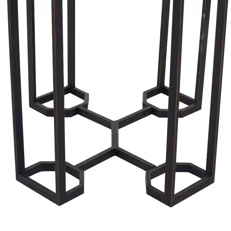 Contemporary Metal and Marble Geometric Accent Table White, Elegant Iron Top, No Assembly Required