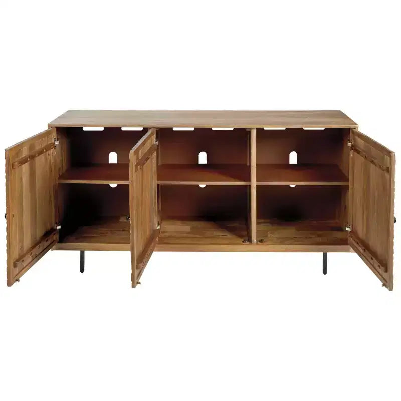 Accent Cabinet Brown/Black/White - Contemporary Style, 3 Shelves, Wood Composite