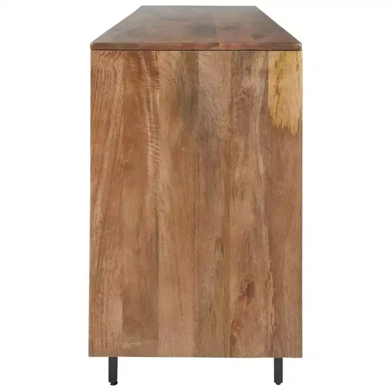 Accent Cabinet Brown/Black/White - Contemporary Style, 3 Shelves, Wood Composite