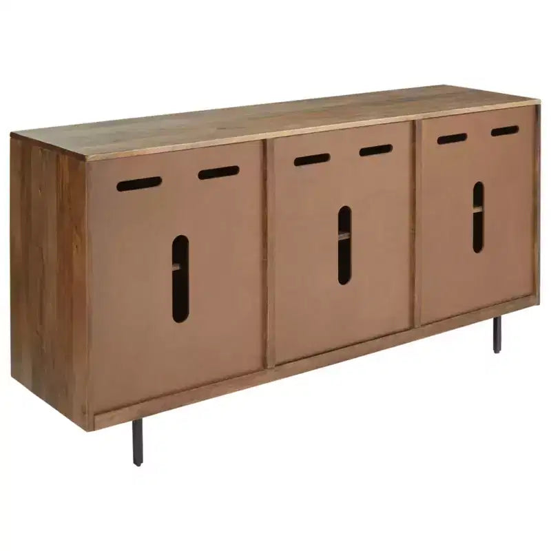 Accent Cabinet Brown/Black/White - Contemporary Style, 3 Shelves, Wood Composite