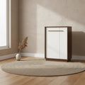 Mette Walnut Finished Wood Shoe Cabinet White - Baxton Studio: Entryway Storage, 15-Pair Organizer