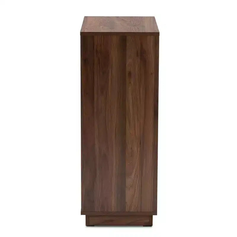 Walnut Finished Wood Shoe Cabinet White - Entryway Storage, 15-Pair Organizer