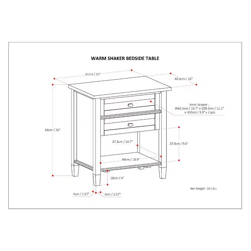Table de chevet en bois massif 24