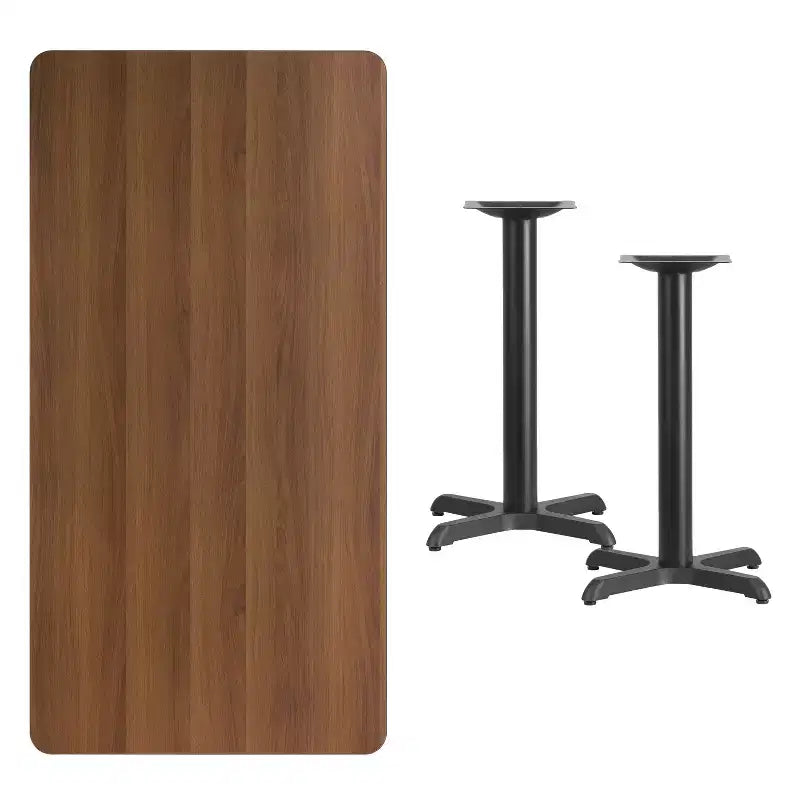 30'' x 60'' Rectangular Laminate Table Top with 22'' x 22'' Table Height Bases