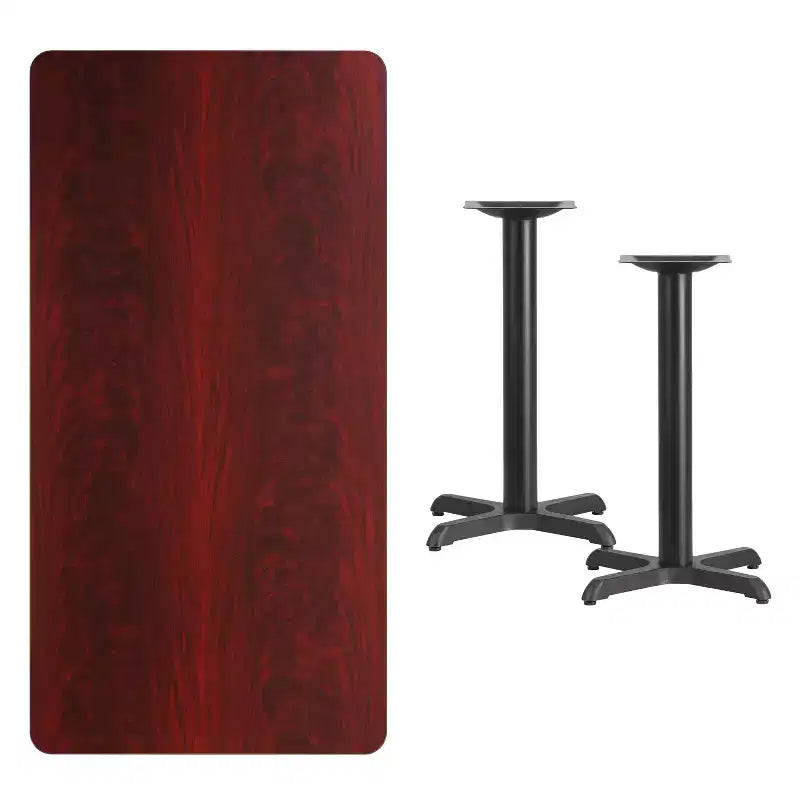 30'' x 60'' Rectangular Laminate Table Top with 22'' x 22'' Table Height Bases