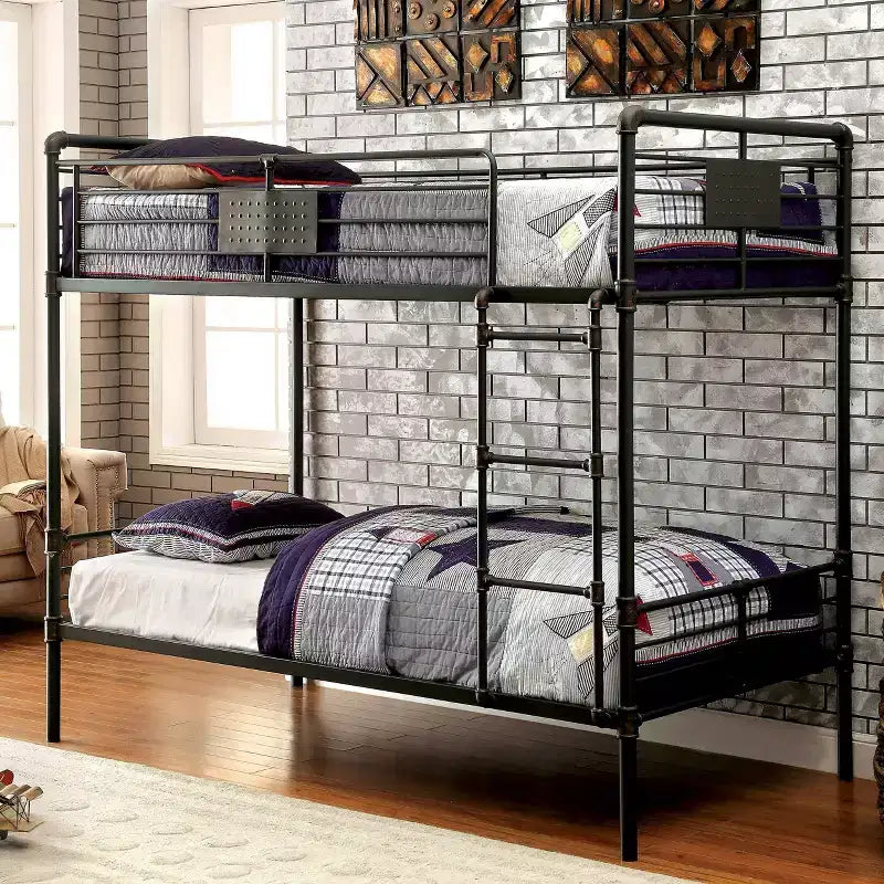 Lit superposé pour enfants noir antique