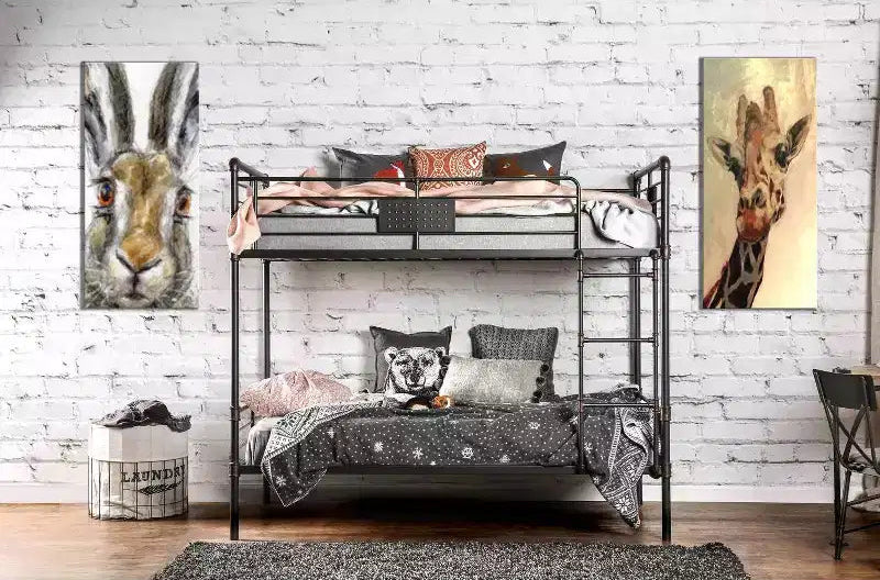 Lit superposé pour enfants noir antique