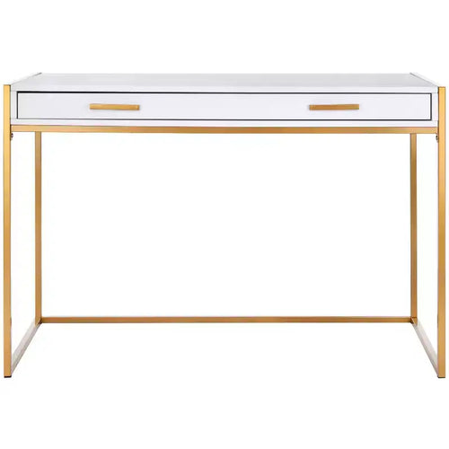 Elodie 1 Drawer Desk - DSK2209 - White/Gold - Safavieh