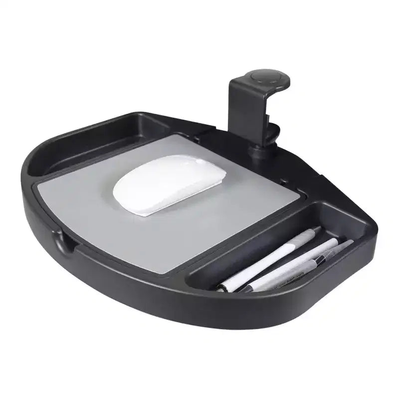 Stand Up Desk Store Clamp On 360 Degrees Swivel Out Mouse Tray With Storage For Desks And Tables Up To 1.5 Thick