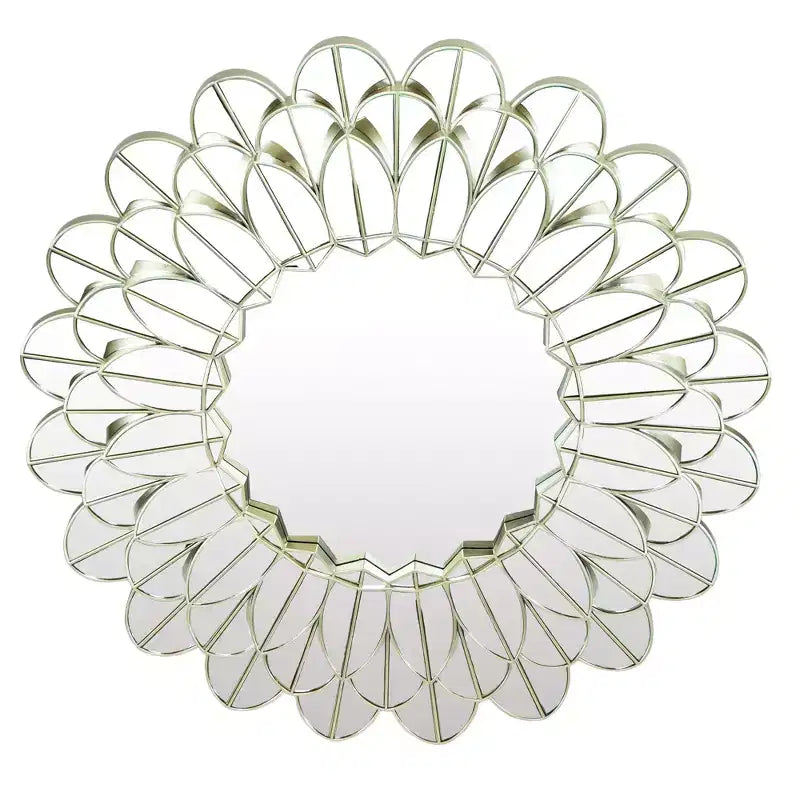 Northlight 31 Champagne Gold Sunflower Round Wall Mirror