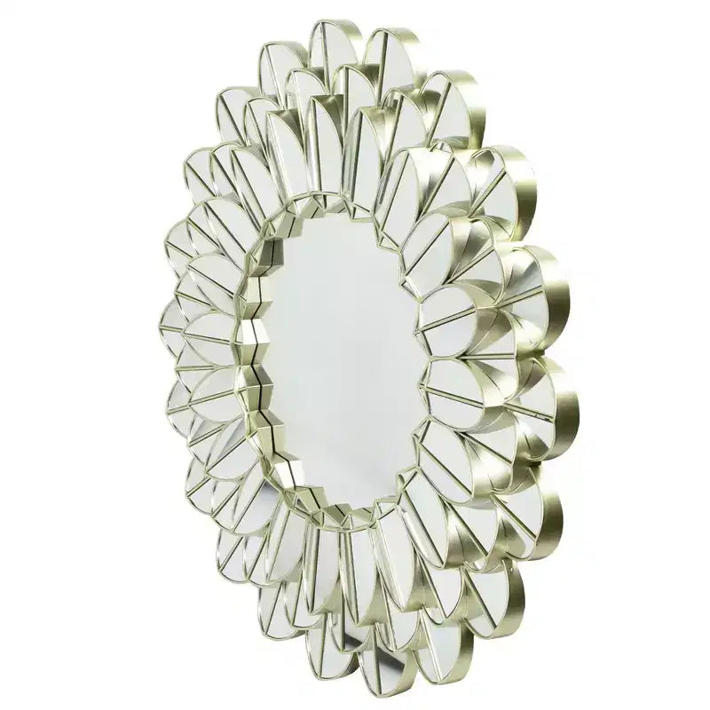Miroir mural rond tournesol doré champagne 31