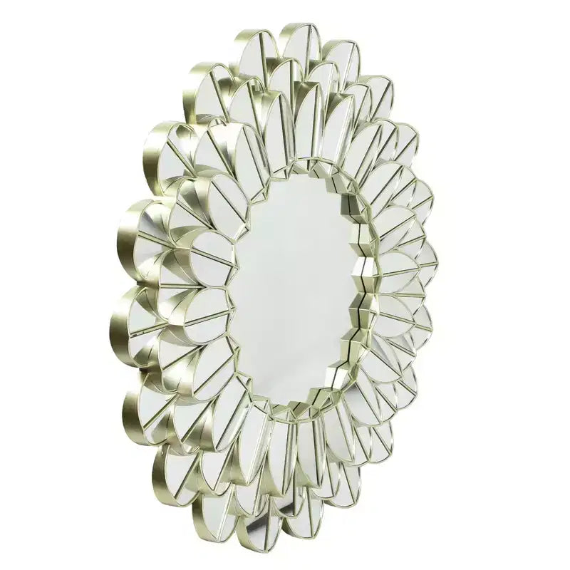 Miroir mural rond tournesol doré champagne 31