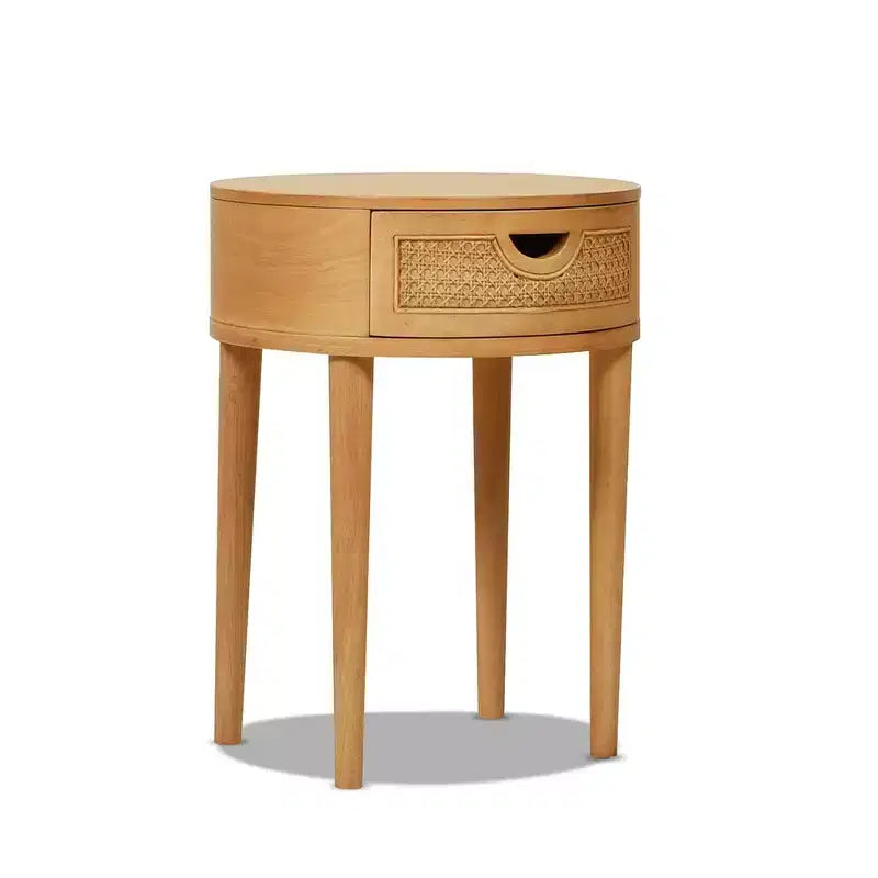 18" Round Cane Rattan Storage Side Table