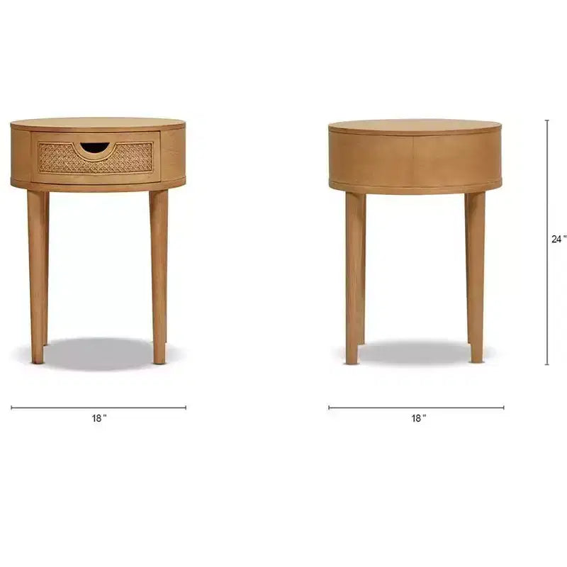 18" Round Cane Rattan Storage Side Table