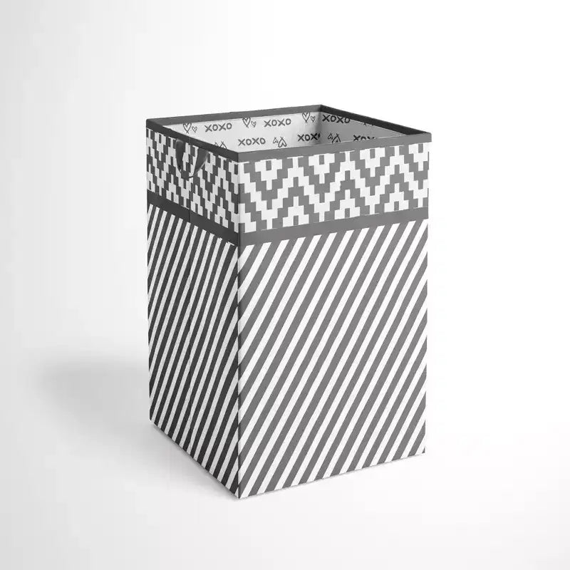 Bacati - Diamond Gray/White Collapsible Laundry Hamper