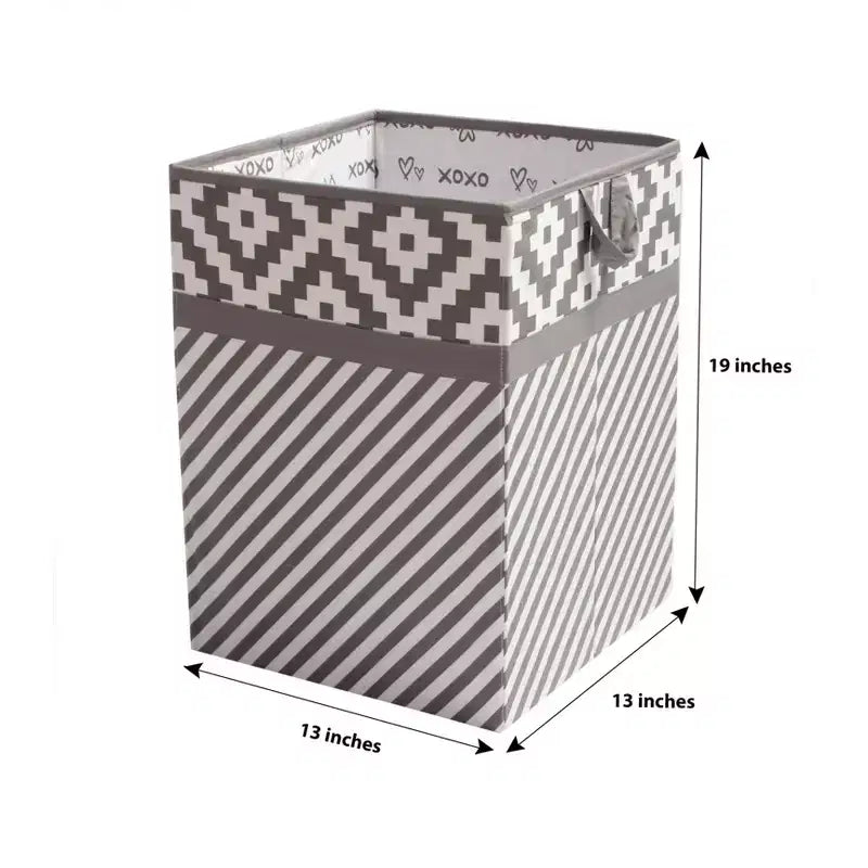 Diamond Gray/White Collapsible Laundry Hamper