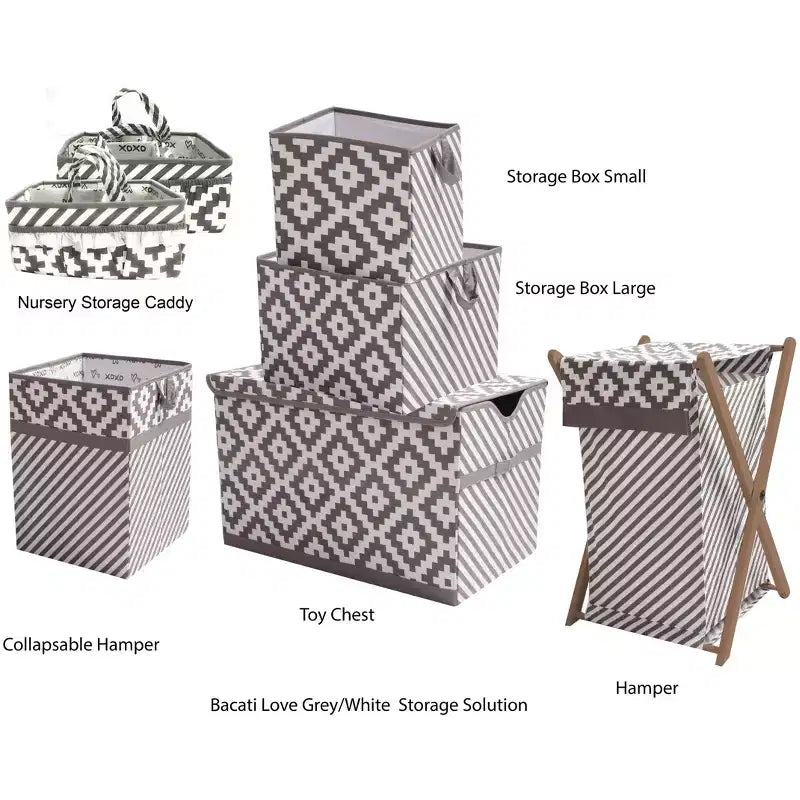 Diamond Gray/White Collapsible Laundry Hamper