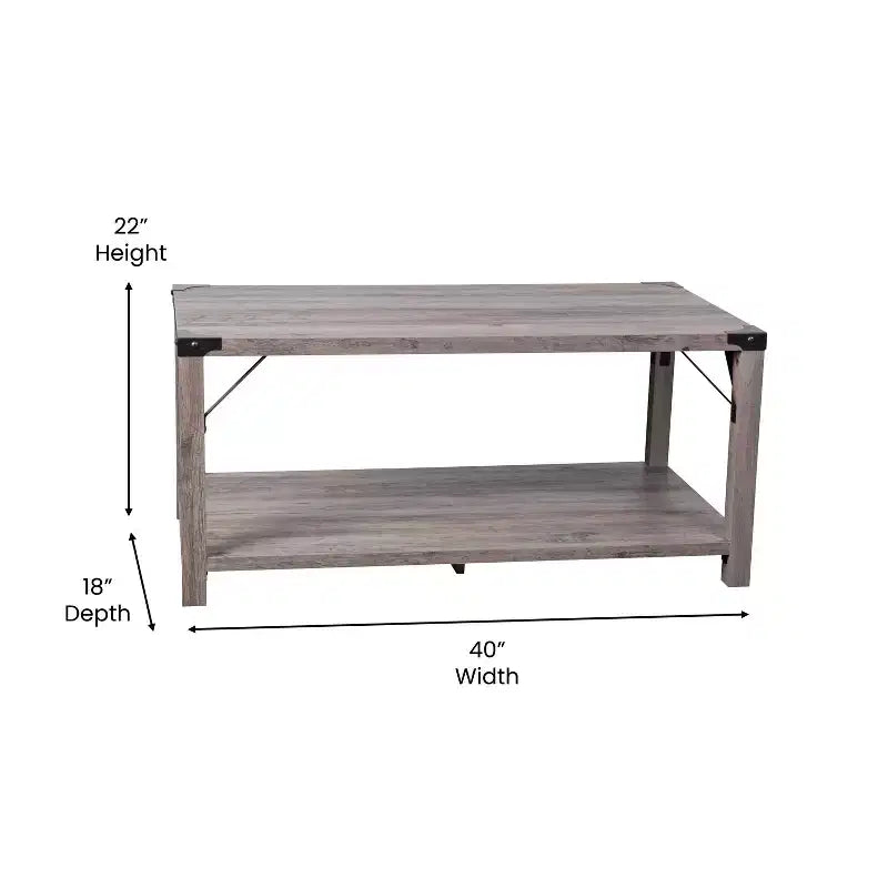 Engineered Wood Modern Farmhouse Coffee Table with Metal Accents