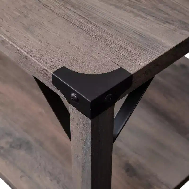 Engineered Wood Modern Farmhouse Coffee Table with Metal Accents