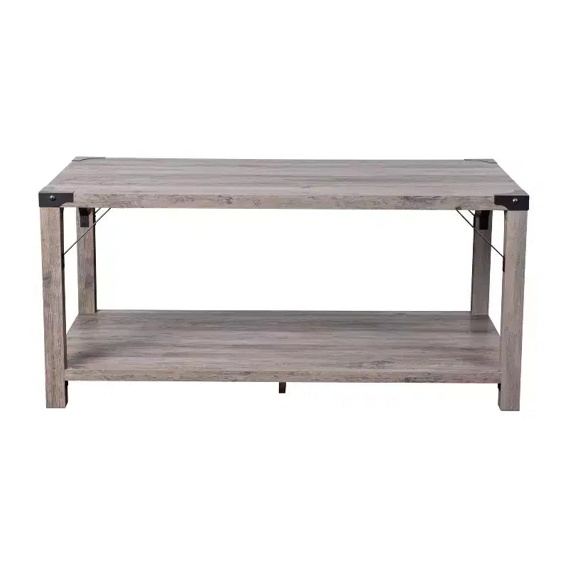 Engineered Wood Modern Farmhouse Coffee Table with Metal Accents