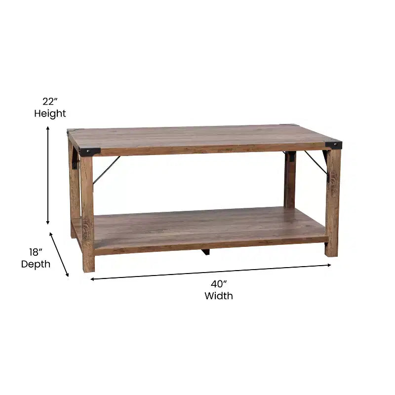 Engineered Wood Modern Farmhouse Coffee Table with Metal Accents