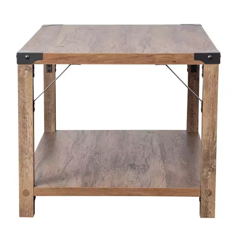 Engineered Wood Modern Farmhouse Coffee Table with Metal Accents