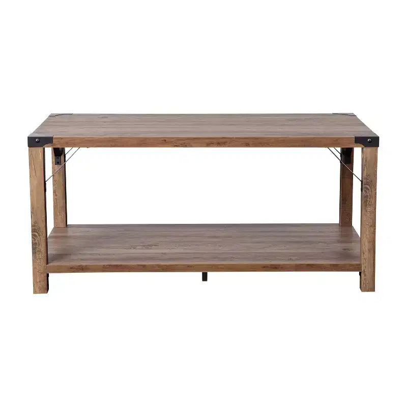 Engineered Wood Modern Farmhouse Coffee Table with Metal Accents