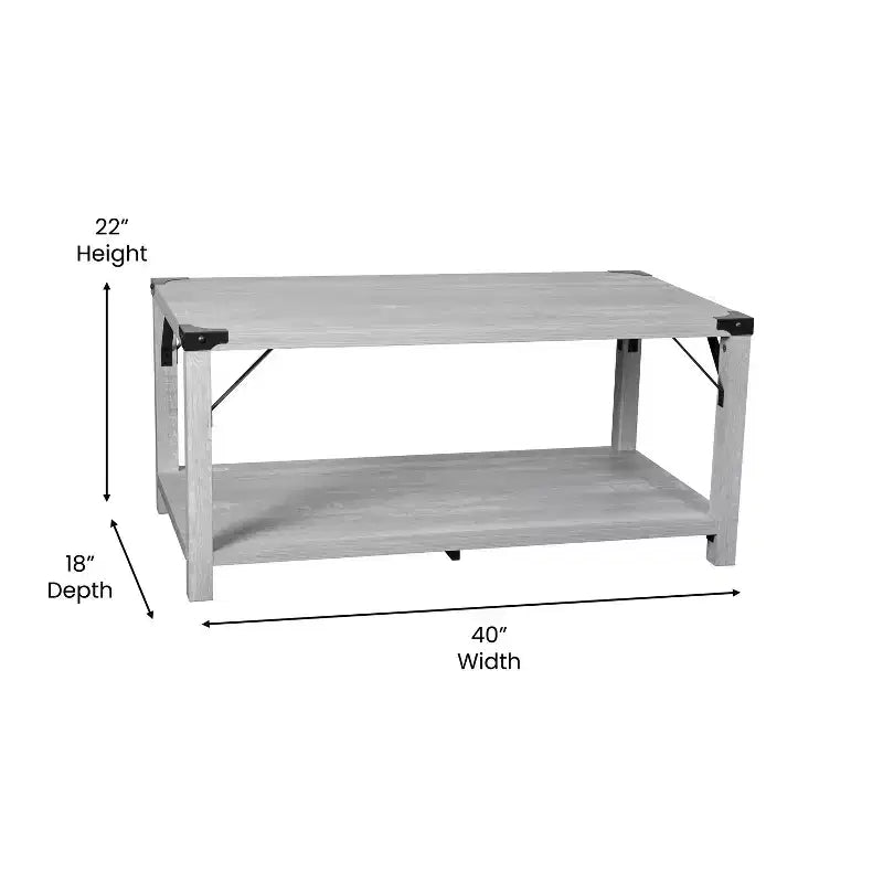 Engineered Wood Modern Farmhouse Coffee Table with Metal Accents