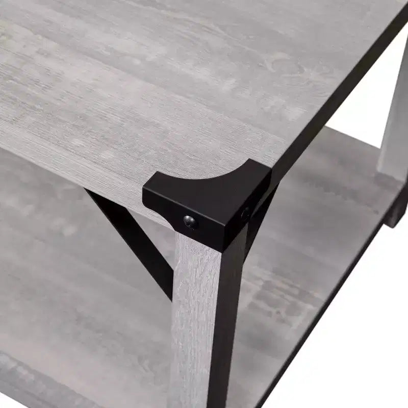 Engineered Wood Modern Farmhouse Coffee Table with Metal Accents