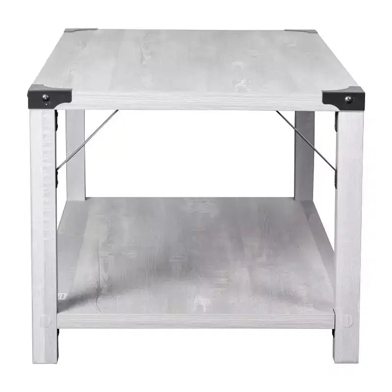 Engineered Wood Modern Farmhouse Coffee Table with Metal Accents