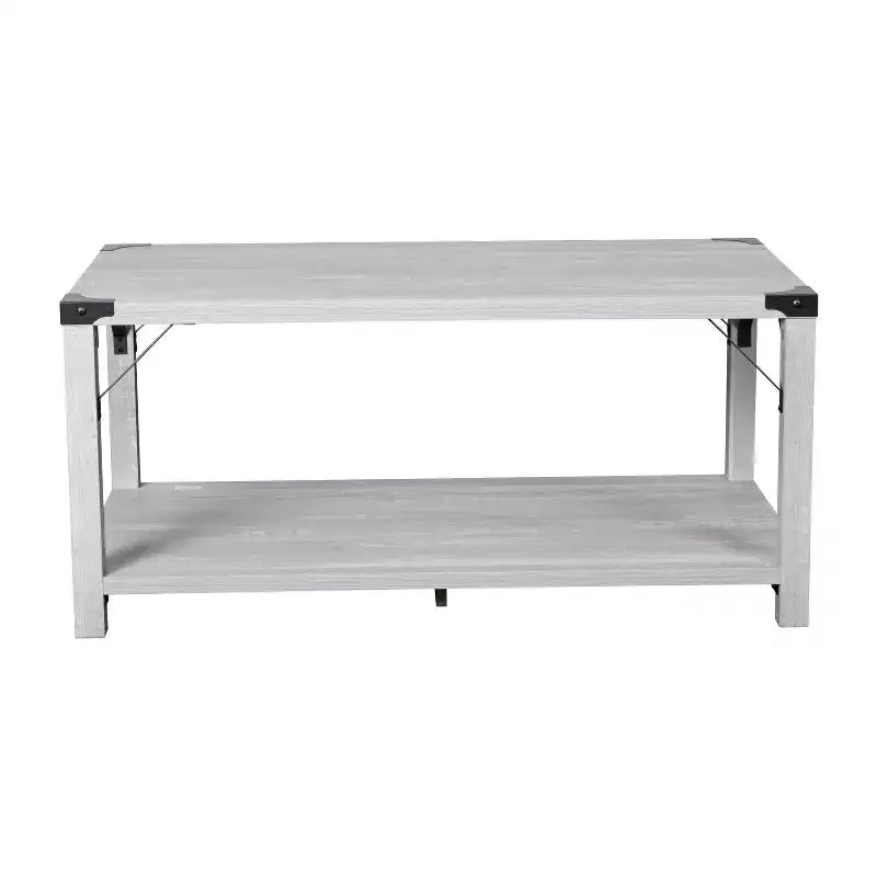 Engineered Wood Modern Farmhouse Coffee Table with Metal Accents