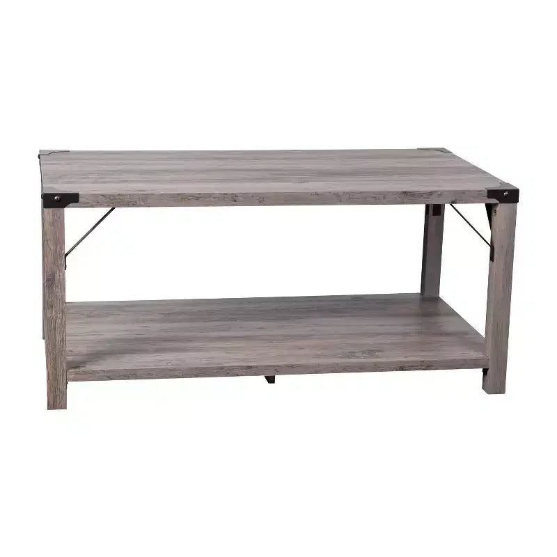 Engineered Wood Modern Farmhouse Coffee Table with Metal Accents