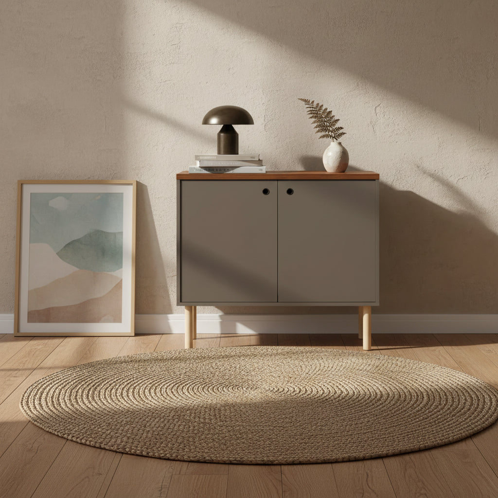 Indoor Mid-Century Modern 2-Door Accent Buffet Cabinet with Shelves